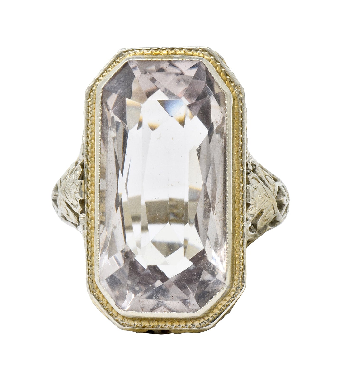 Art Nouveau Light Smokey Quartz 18 Karat Gold Gemstone Ring