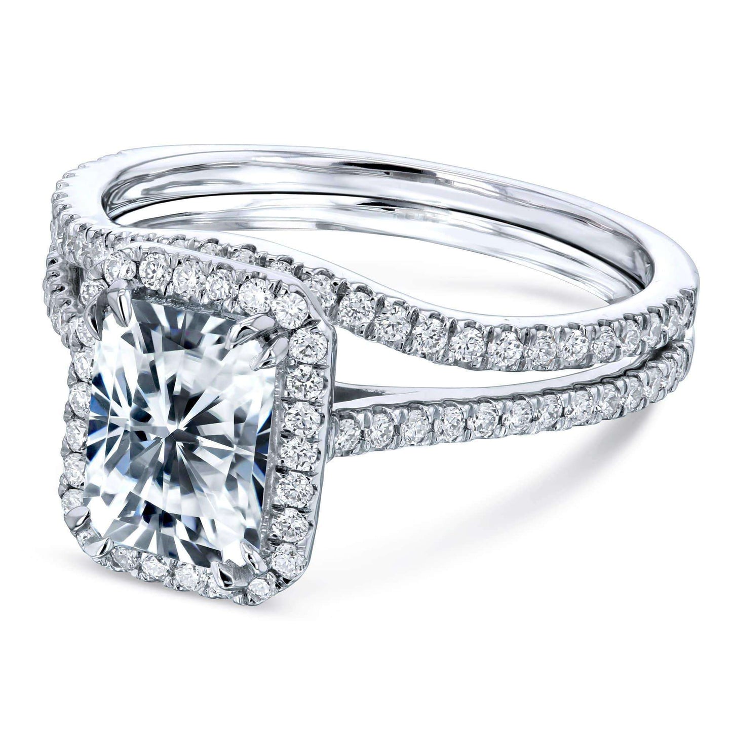 2.3 Carat Moissanite Radiant Original Bridal Set - Lab Stones