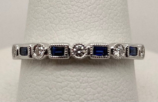 14K Diamond & Sapphire Band Ring