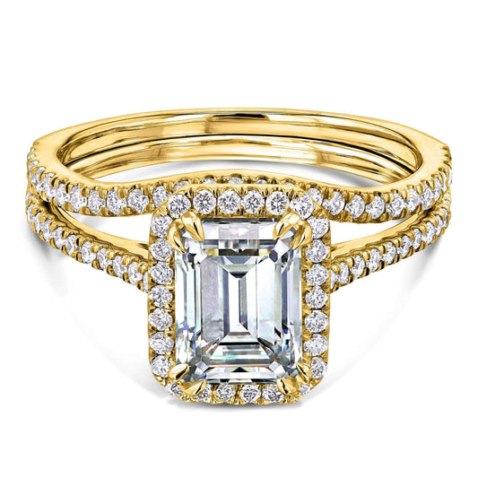 2.25 Carat Moissanite Emerald Original Bridal Set - Lab Stones