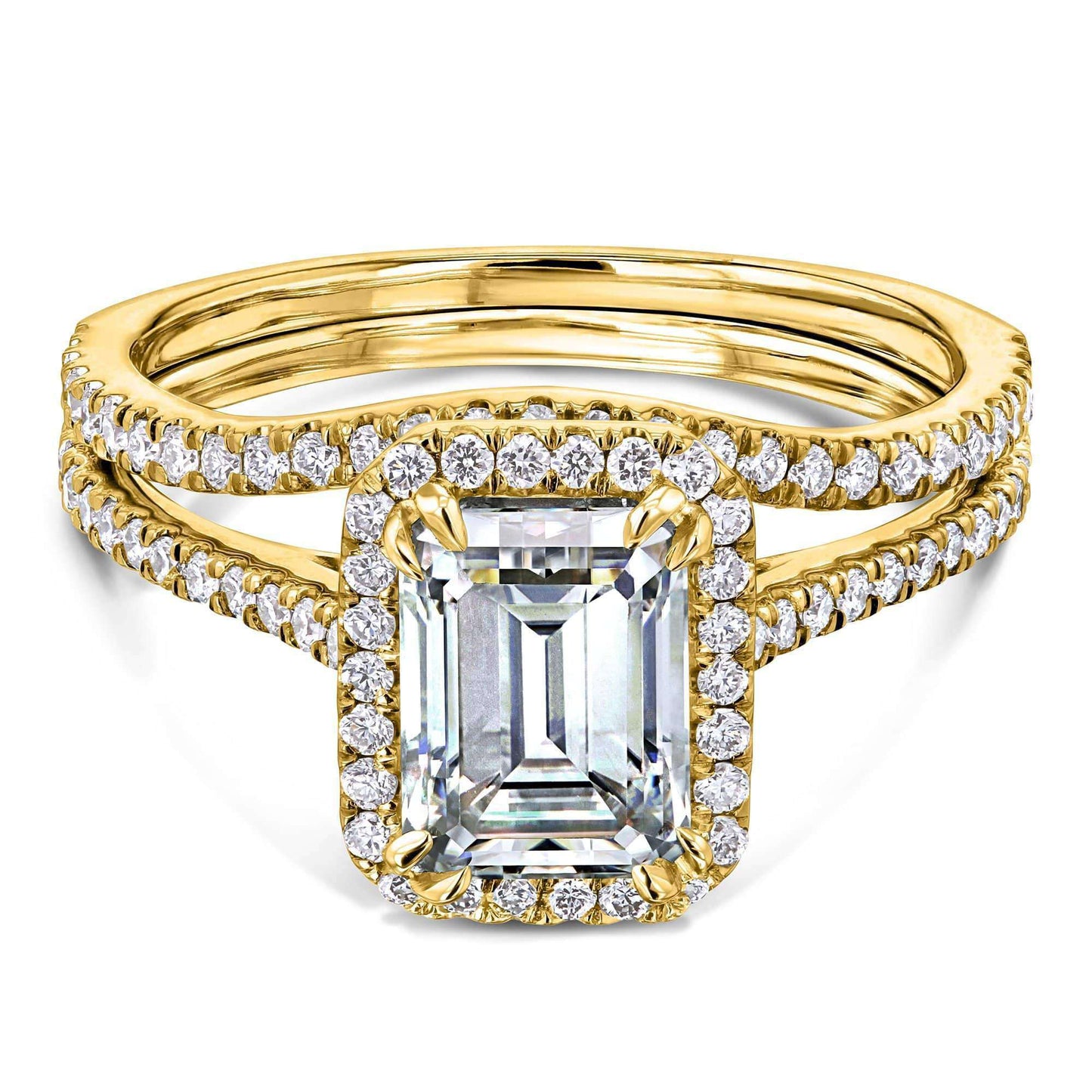 2.25 Carat Moissanite Emerald Original Bridal Set (DEF/VS)