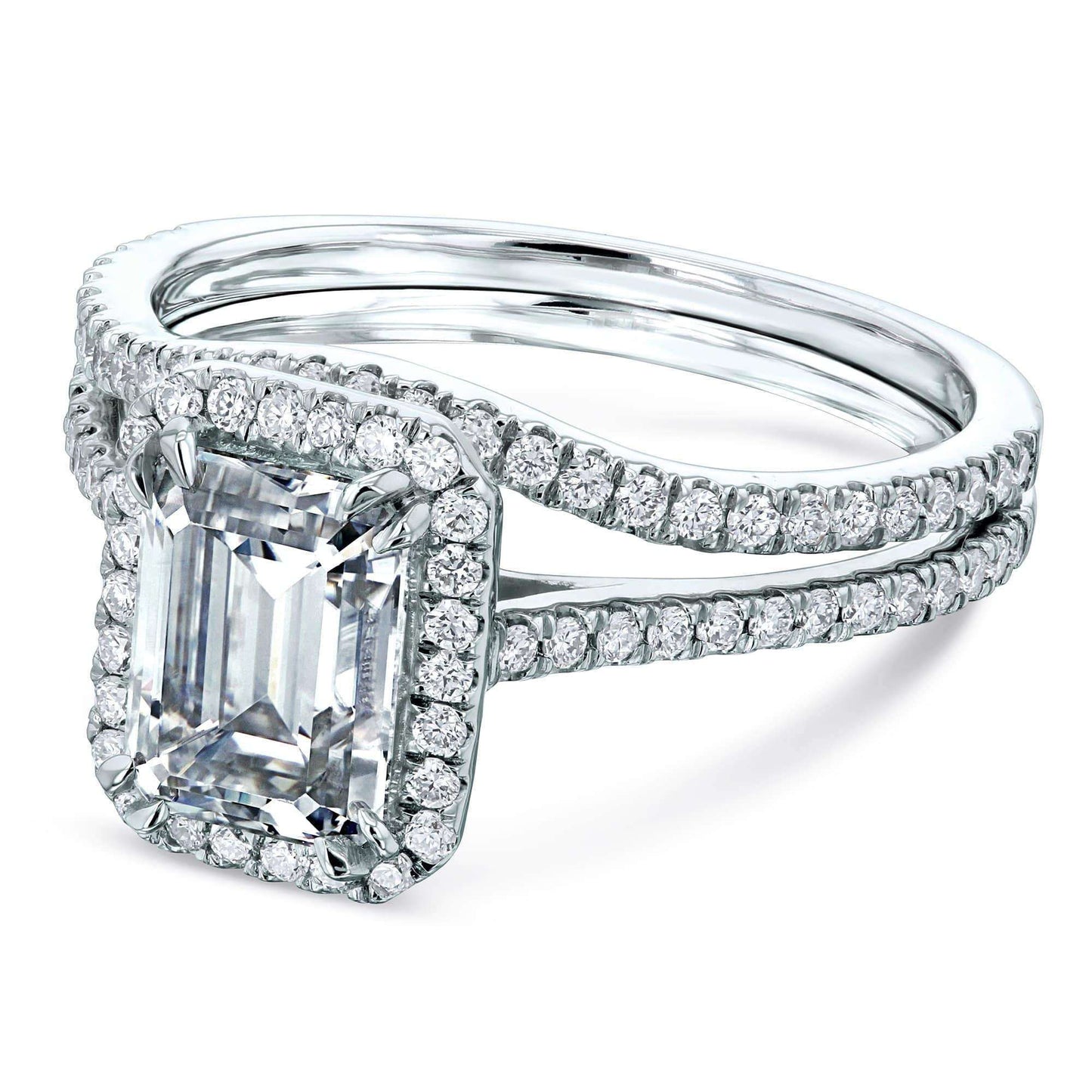 2.25 Carat Moissanite Emerald Original Bridal Set (DEF/VS)