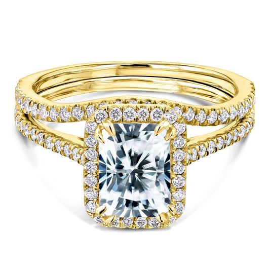 2.3 Carat Moissanite Radiant Original Bridal Set - Lab Stones