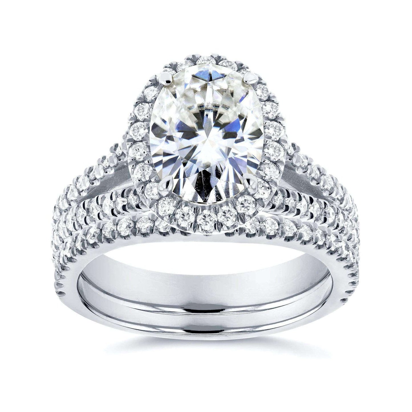 2.15 Carat Moissanite Oval Split Bridal Set