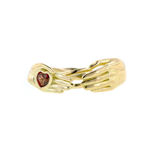 Garnet Heart Fede Gimmel Ring- Heirloom by Doyle & Doyle